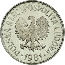 Coin, Poland, Zloty, 1981, Warsaw, MS(65-70), Aluminum, KM:49.1