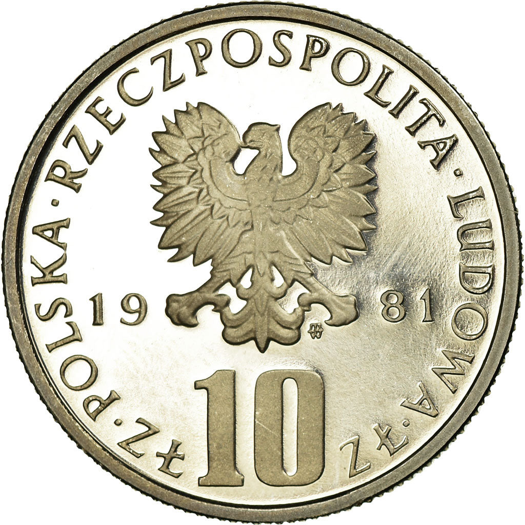 Coin, Poland, 10 Zlotych, 1981, Warsaw, MS(65-70), Copper-nickel, KM:73
