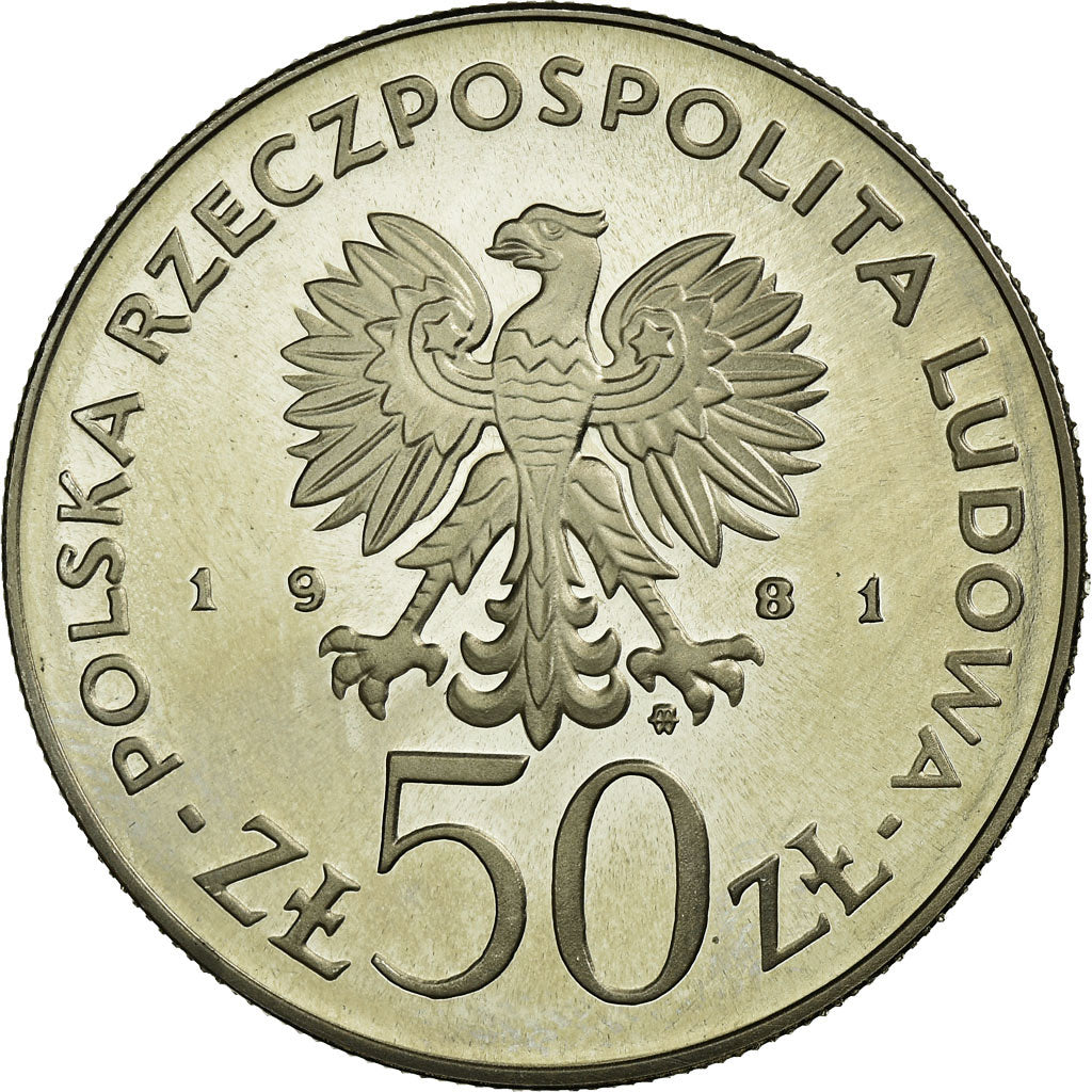 Moeda, Polónia, 50 Zlotych, 1981, Warsaw, MS(65-70), Cobre-níquel, KM:124