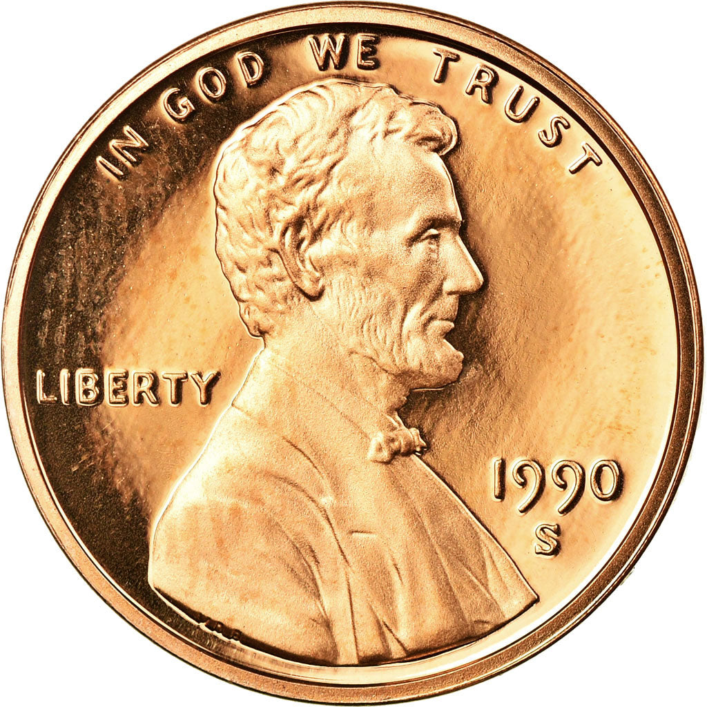 Coin, United States, Lincoln Cent, Cent, 1990, U.S. Mint, San Francisco, Proof