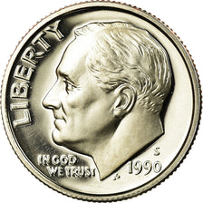 Coin, United States, Roosevelt Dime, Dime, 1990, U.S. Mint, San Francisco