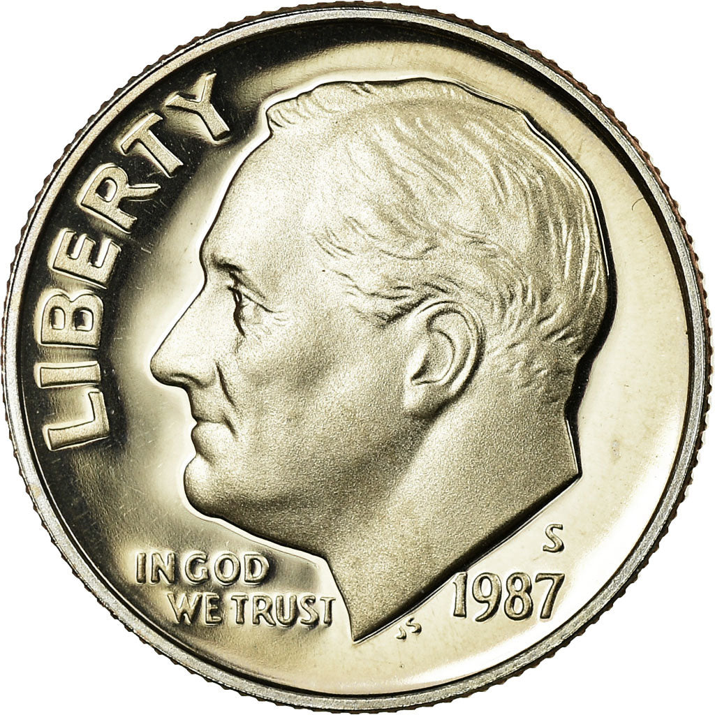 Coin, United States, Roosevelt Dime, Dime, 1987, U.S. Mint, San Francisco