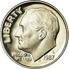 Coin, United States, Roosevelt Dime, Dime, 1987, U.S. Mint, San Francisco