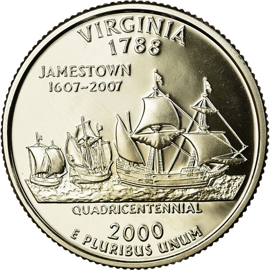 Coin, United States, Virginia, Quarter, 2000, U.S. Mint, San Francisco, Proof