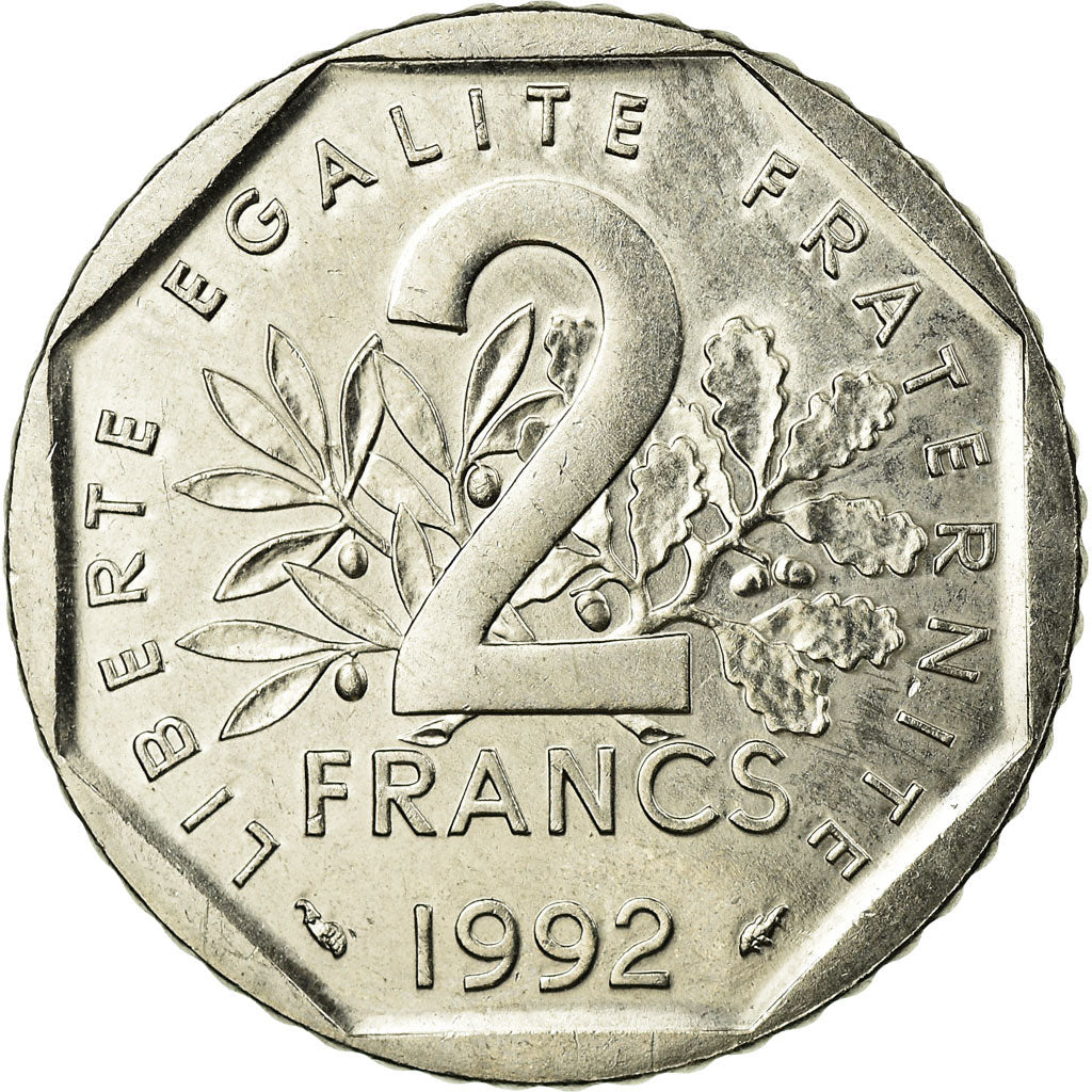 Coin, France, Semeuse, 2 Francs, 1992, Paris, EF(40-45), Nickel, KM:942.1