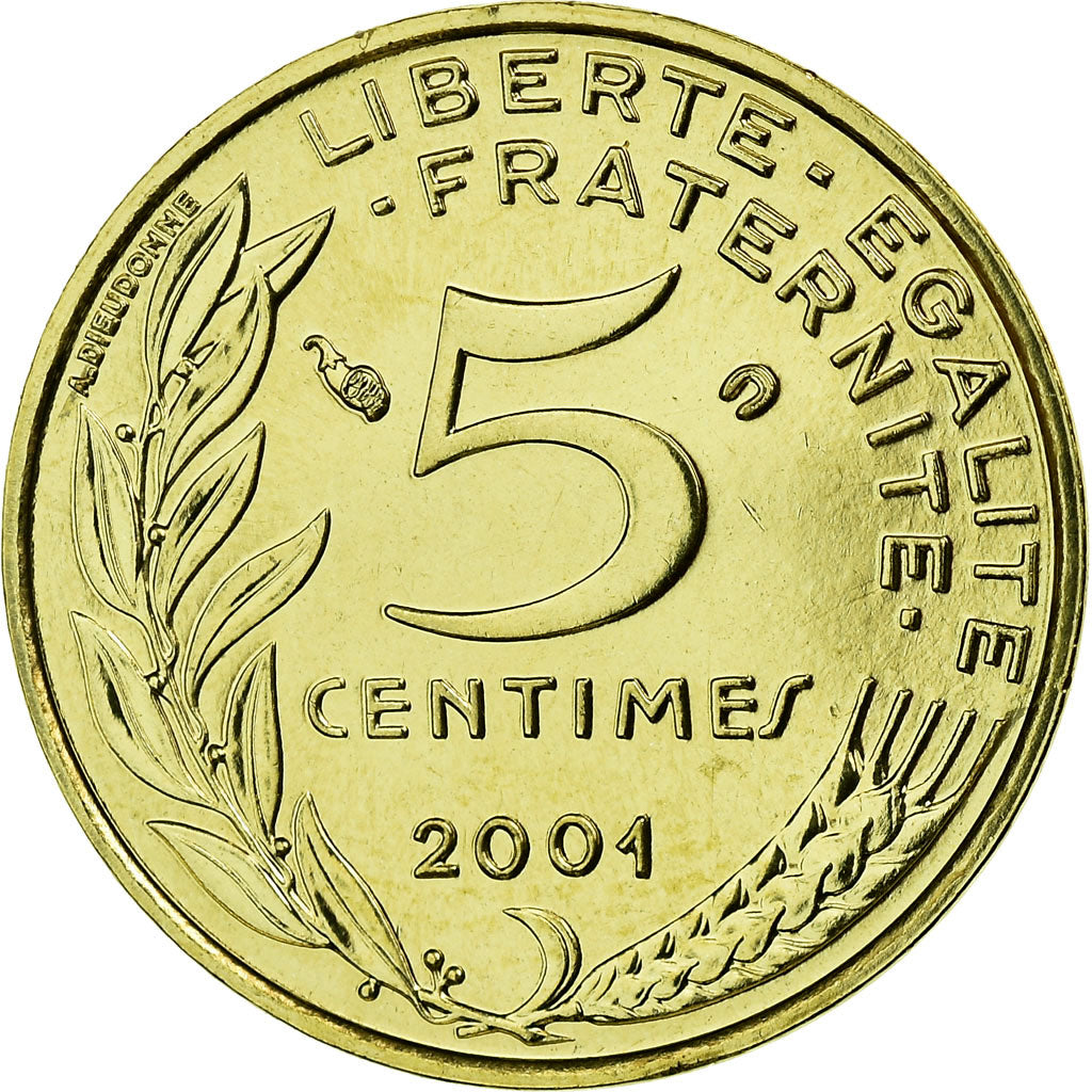 Coin, France, Marianne, 5 Centimes, 2001, Paris, BU, MS(65-70), Aluminum-Bronze