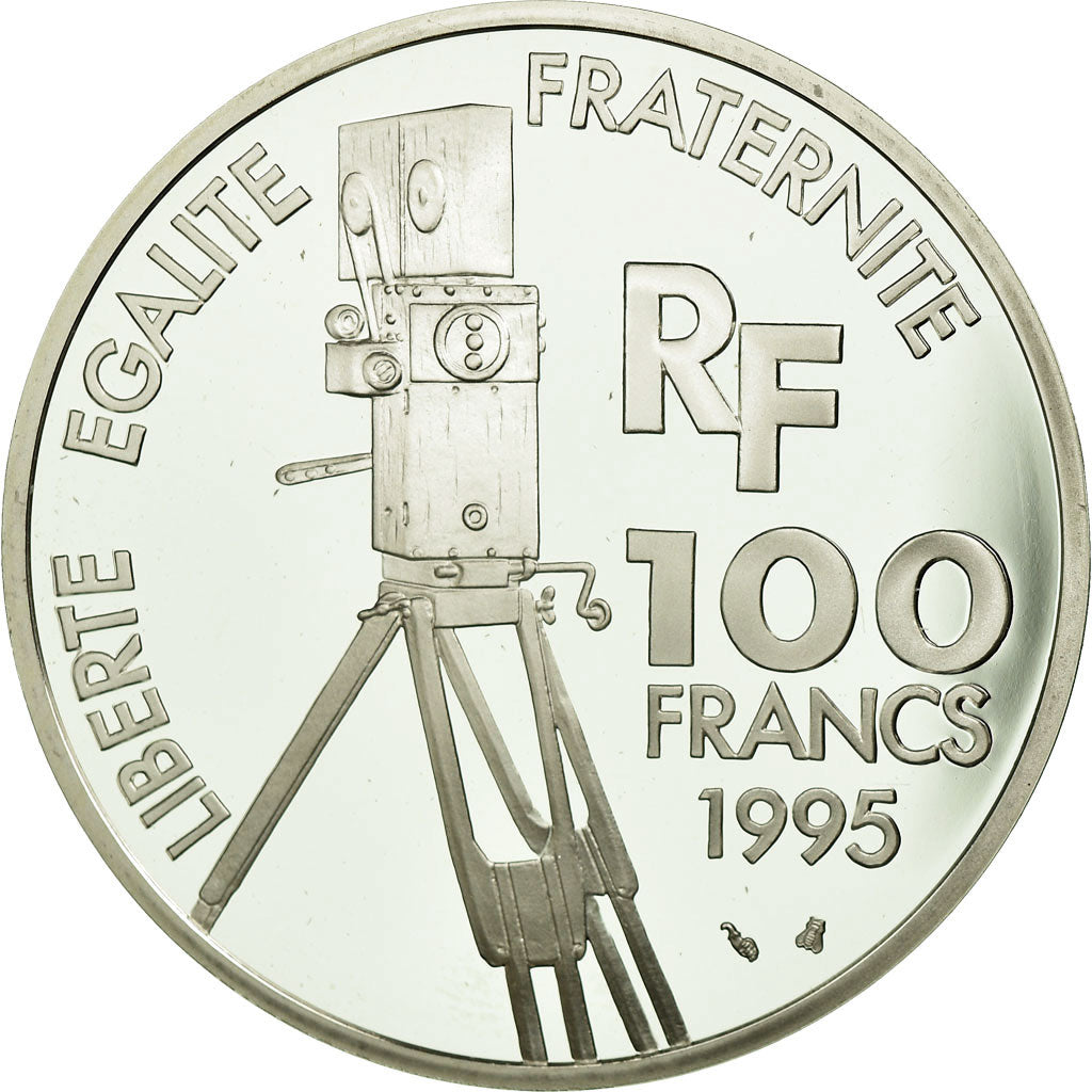 Moeda, França, Jean Renoir, 100 Francs, 1995, BE, MS(65-70), Prata, KM:1084