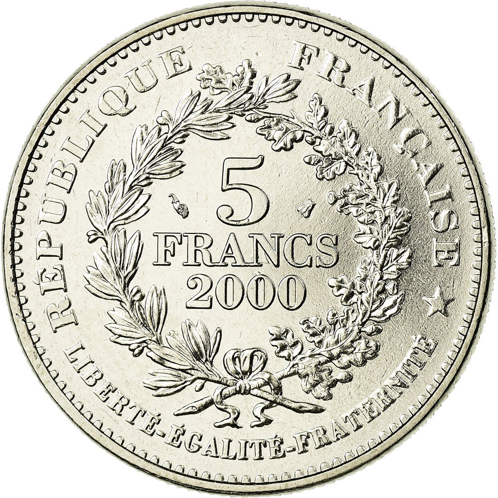Coin, France, Écu de Saint Louis, 5 Francs, 2000, Paris, MS(63), Copper-Nickel