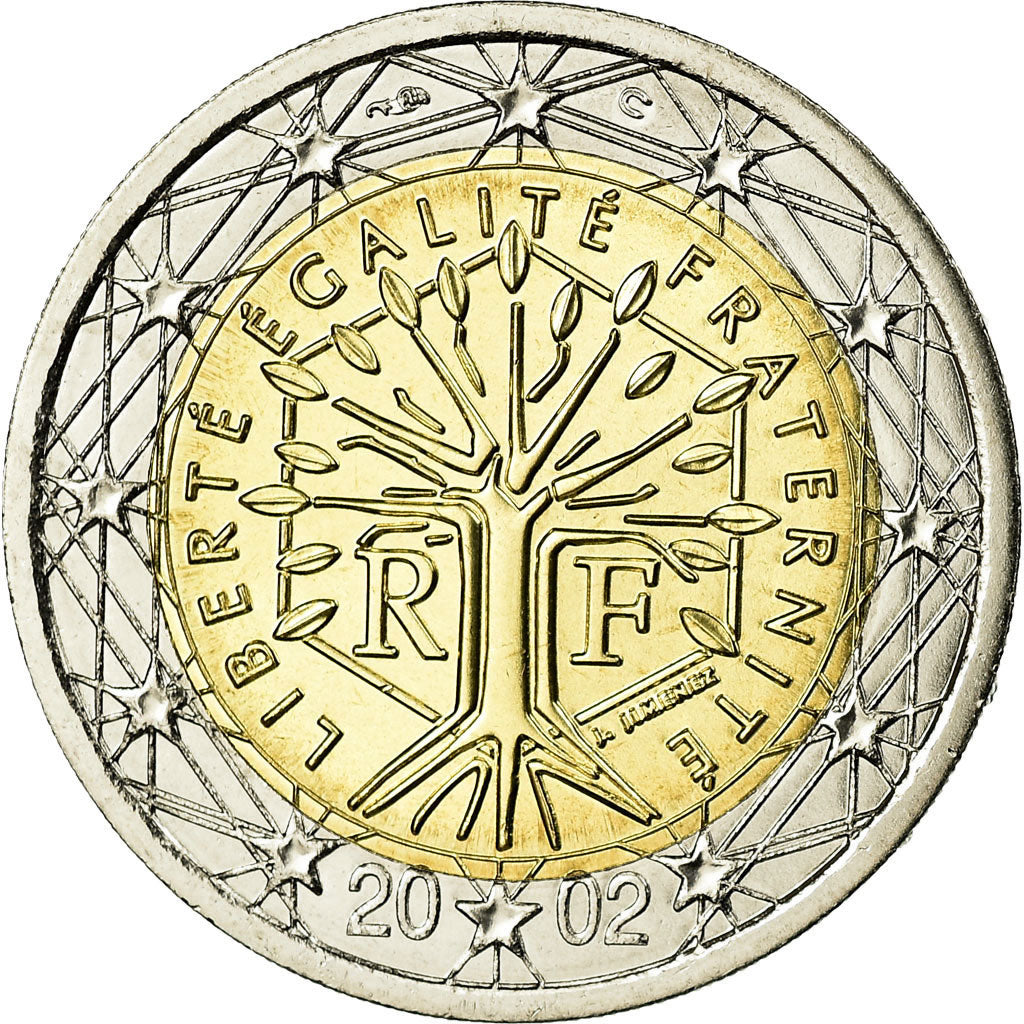 France, 2 Euro, 2002, BU, MS(65-70), Bi-Metallic, KM:1289