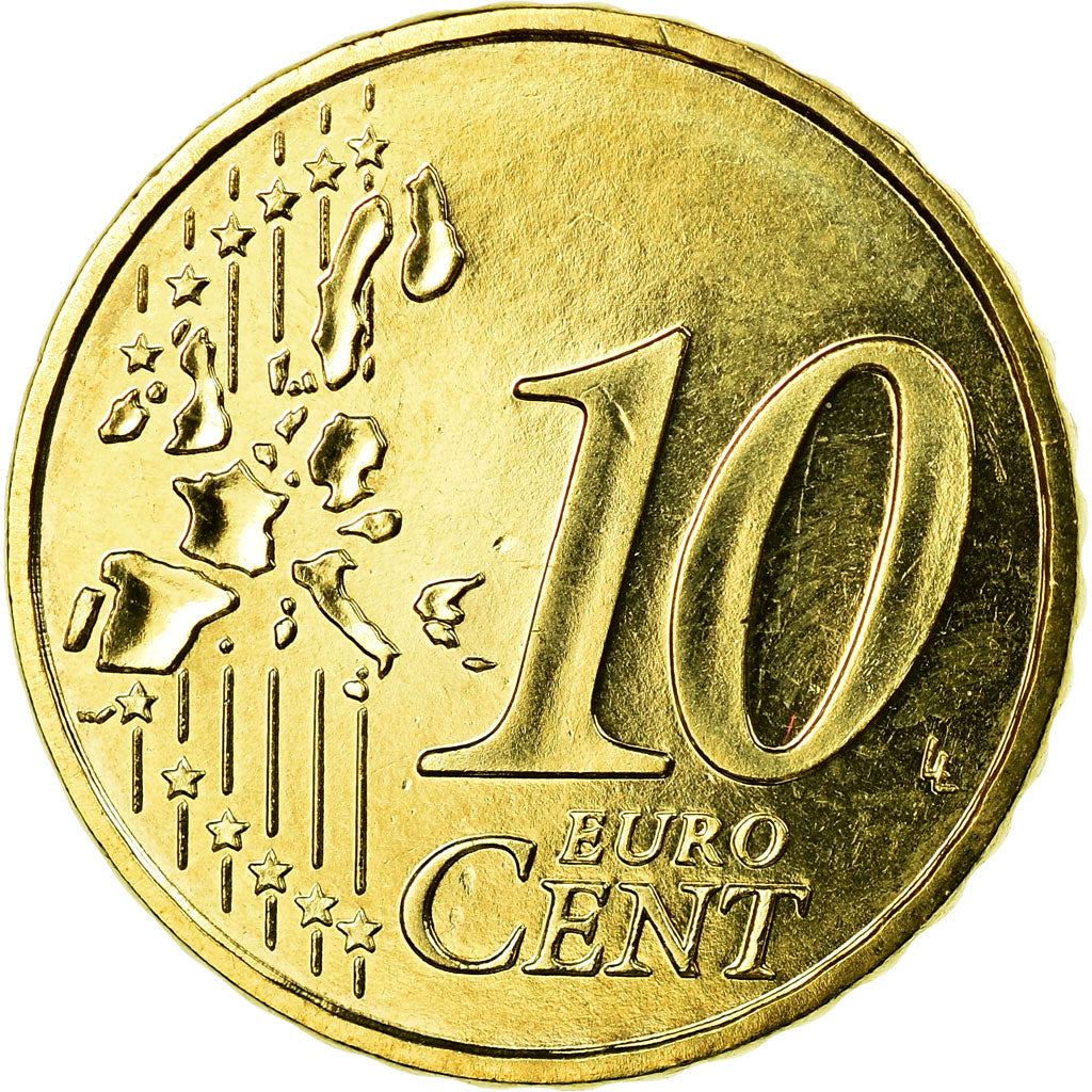 France, 10 Euro Cent, 2002, BU, MS(65-70), Brass, Gadoury:4a, KM:1285