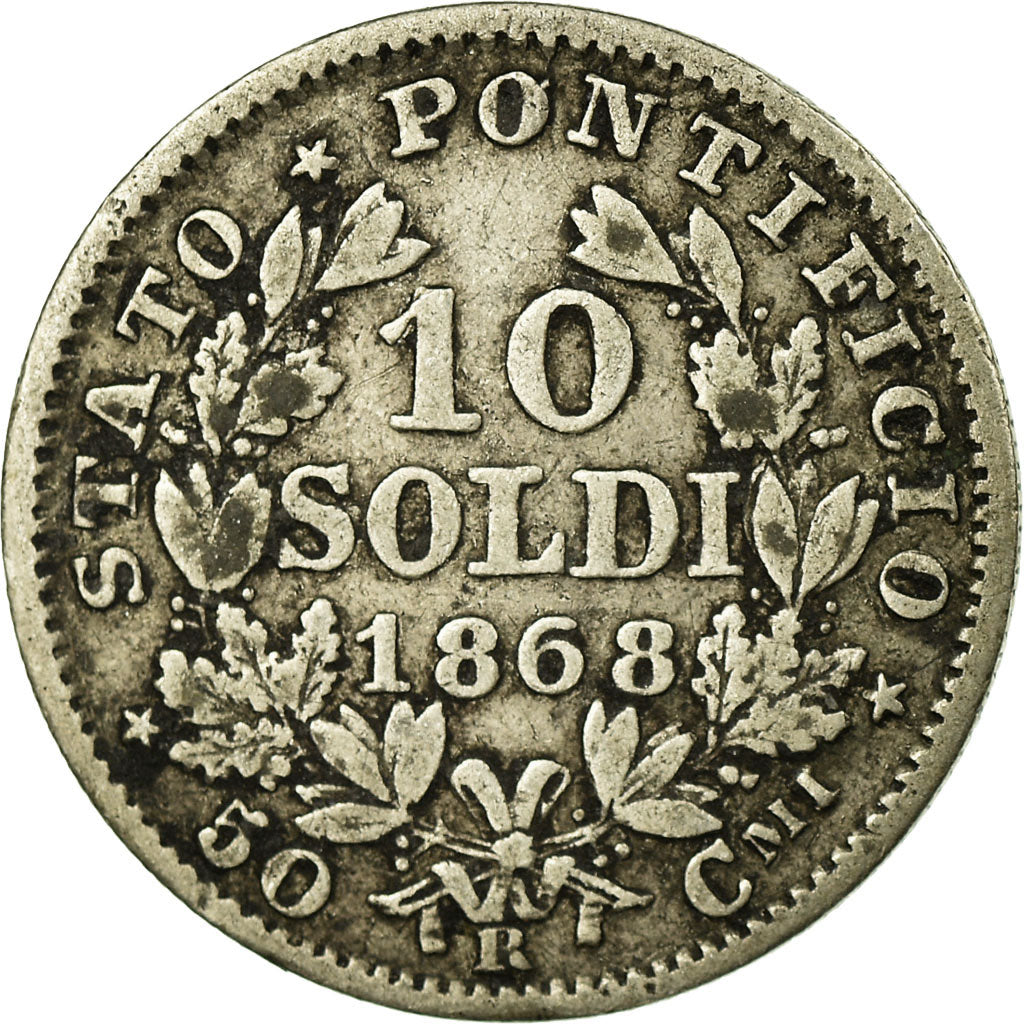Coin, ITALIAN STATES, PAPAL STATES, Pius IX, 10 Soldi, 50 Centesimi, 1868, Roma