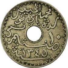 Moneta, Tunisia, Muhammad al-Habib Bey, 10 Centimes, AH 1345/1926, Paris, MB+