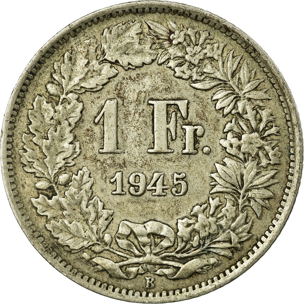 Coin, Switzerland, Franc, 1945, Bern, VF(30-35), Silver, KM:24