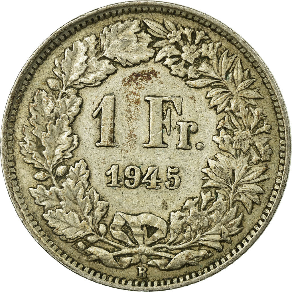Coin, Switzerland, Franc, 1945, Bern, VF(30-35), Silver, KM:24