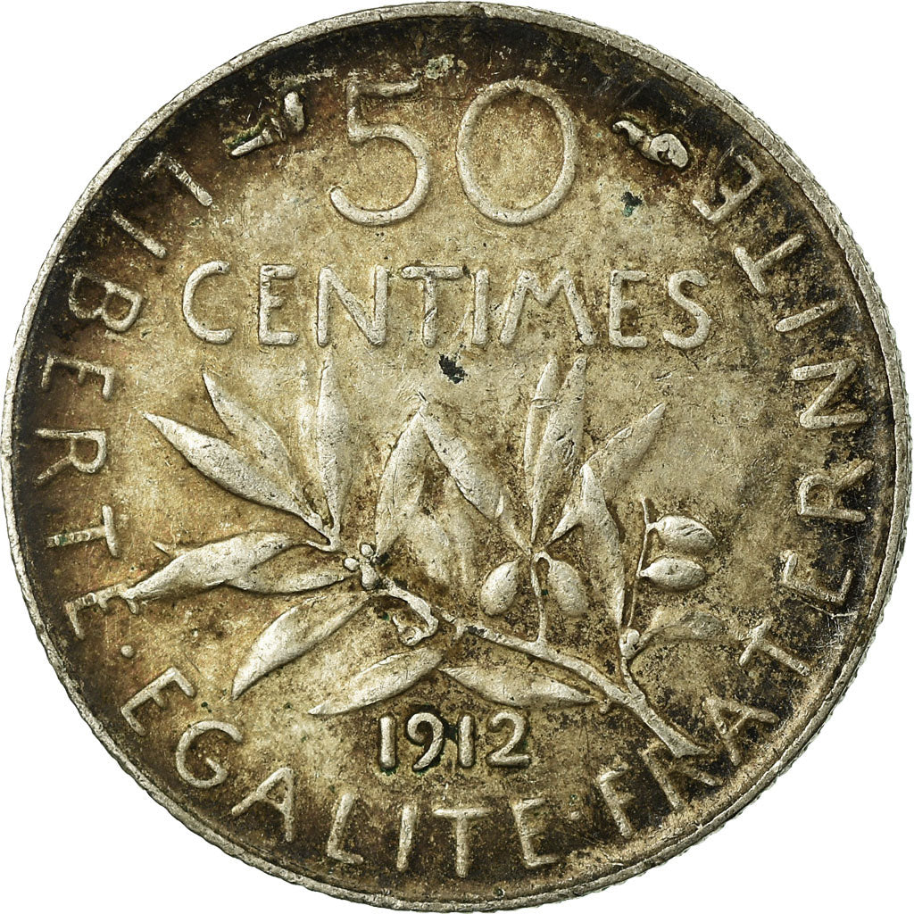 Monnaie, France, Semeuse, 50 Centimes, 1912, Paris, TB+, Argent, Gadoury:420