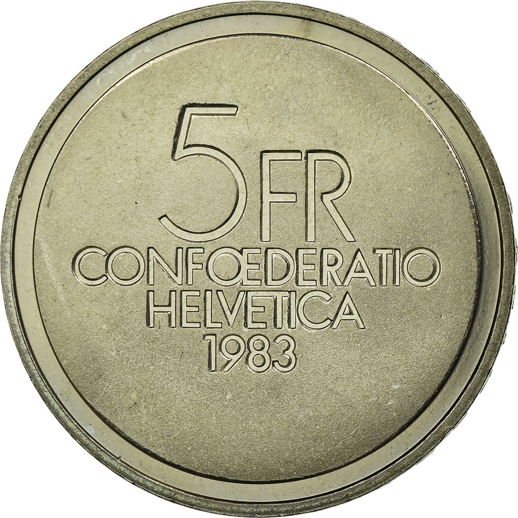 Coin, Switzerland, 5 Francs, 1983, Bern, AU(55-58), Copper-nickel, KM:62