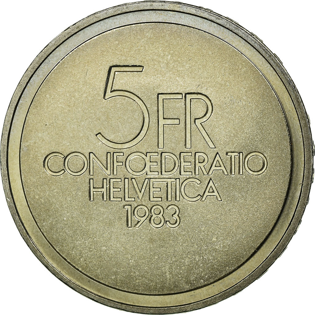 Münze, Schweiz, 5 Francs, 1983, Bern, VZ, Copper-nickel, KM:62