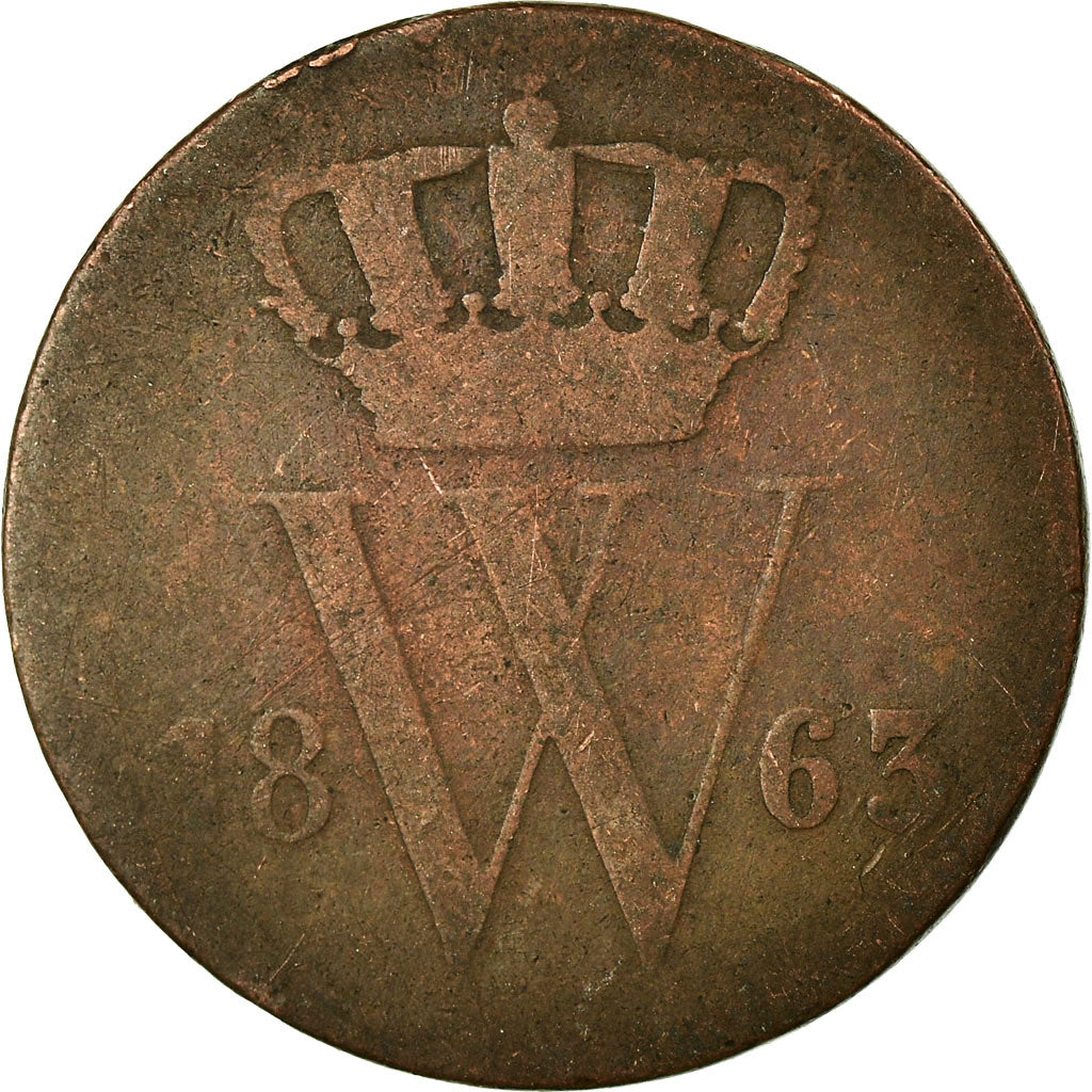 Coin, Netherlands, William III, Cent, 1863, VF(30-35), Copper, KM:100