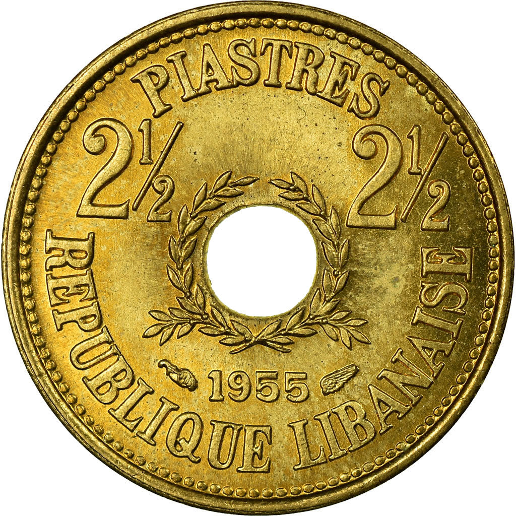 Coin, Lebanon, 2-1/2 Piastres, 1955, Paris, EF(40-45), Aluminum-Bronze, KM:20