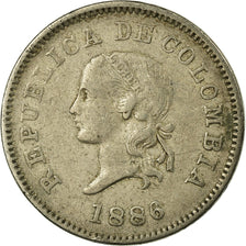Coin, Colombia, 5 Centavos, 1886, Scoville Mfg. Co., Waterbury, CT, USA