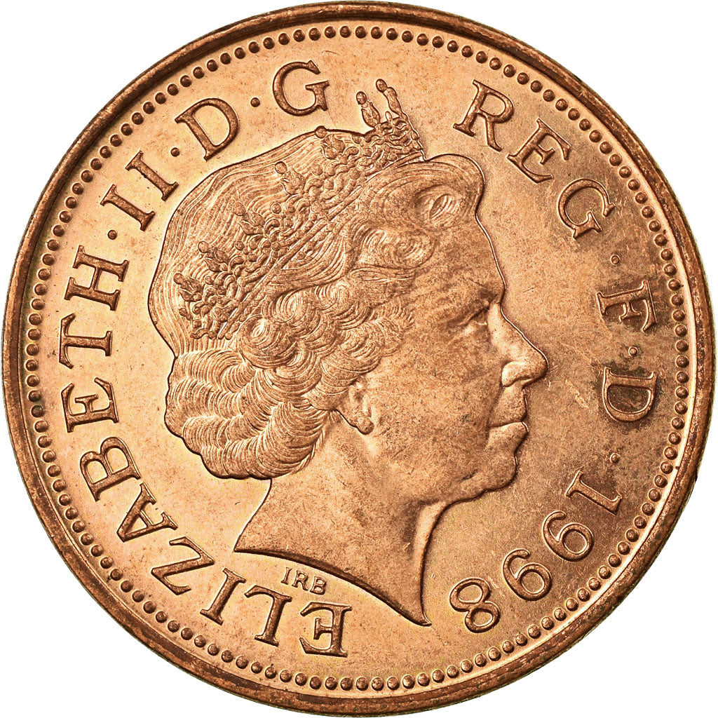 Coin, Great Britain, Elizabeth II, 2 Pence, 1998, AU(55-58), Bronze, KM:987a