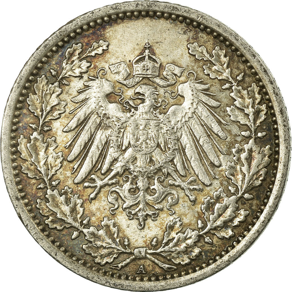 Coin, GERMANY - EMPIRE, 1/2 Mark, 1918, Berlin, EF(40-45), Silver, KM:17