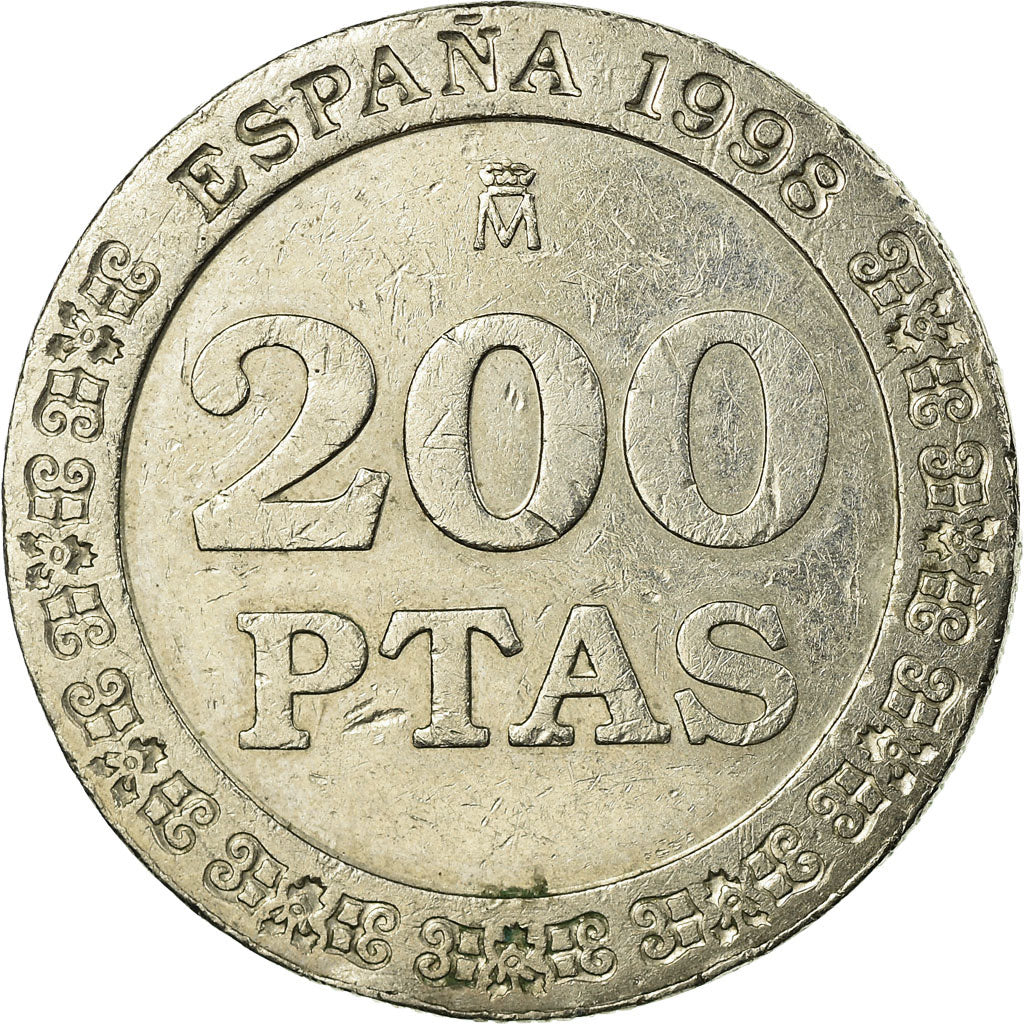 Coin, Spain, Juan Carlos I, 200 Pesetas, 1998, EF(40-45), Copper-nickel, KM:992