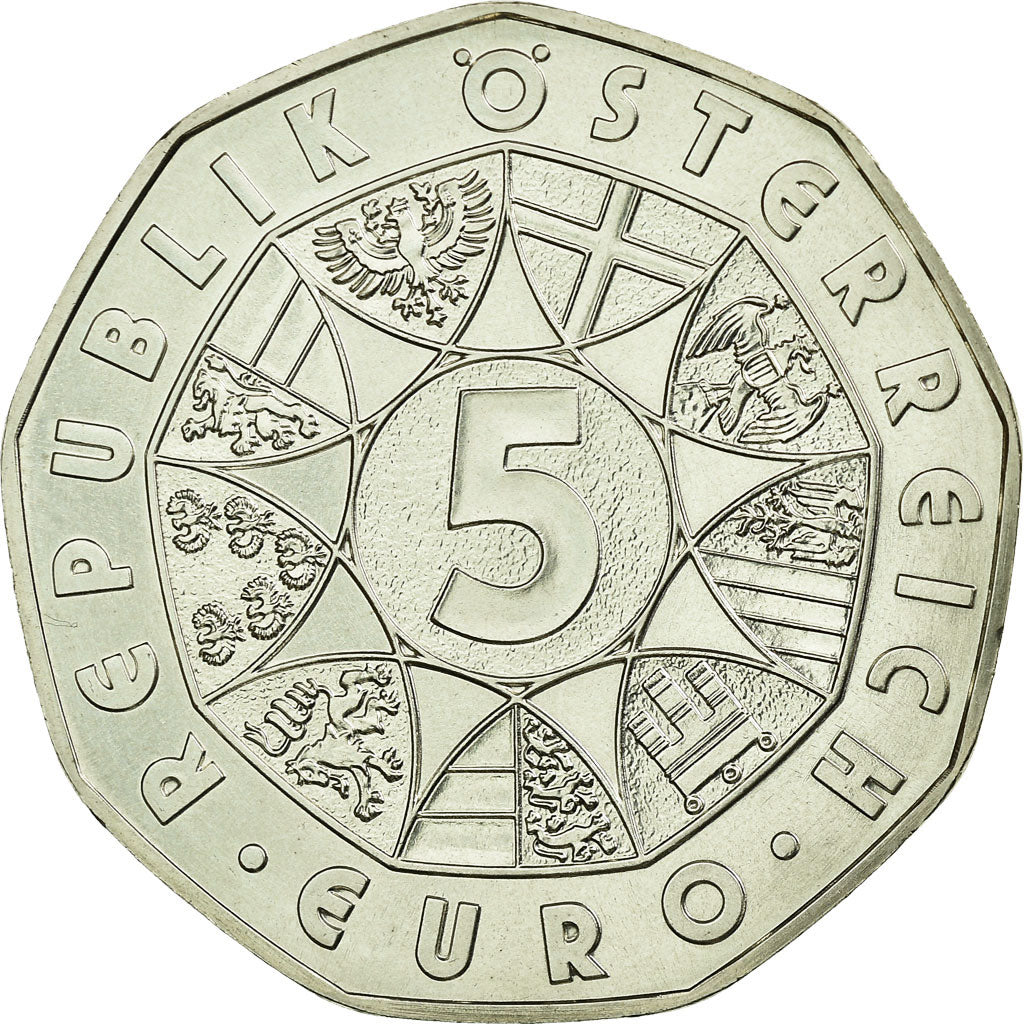 Áustria, 5 Euro, 2004, MS(63), Prata, KM:3113