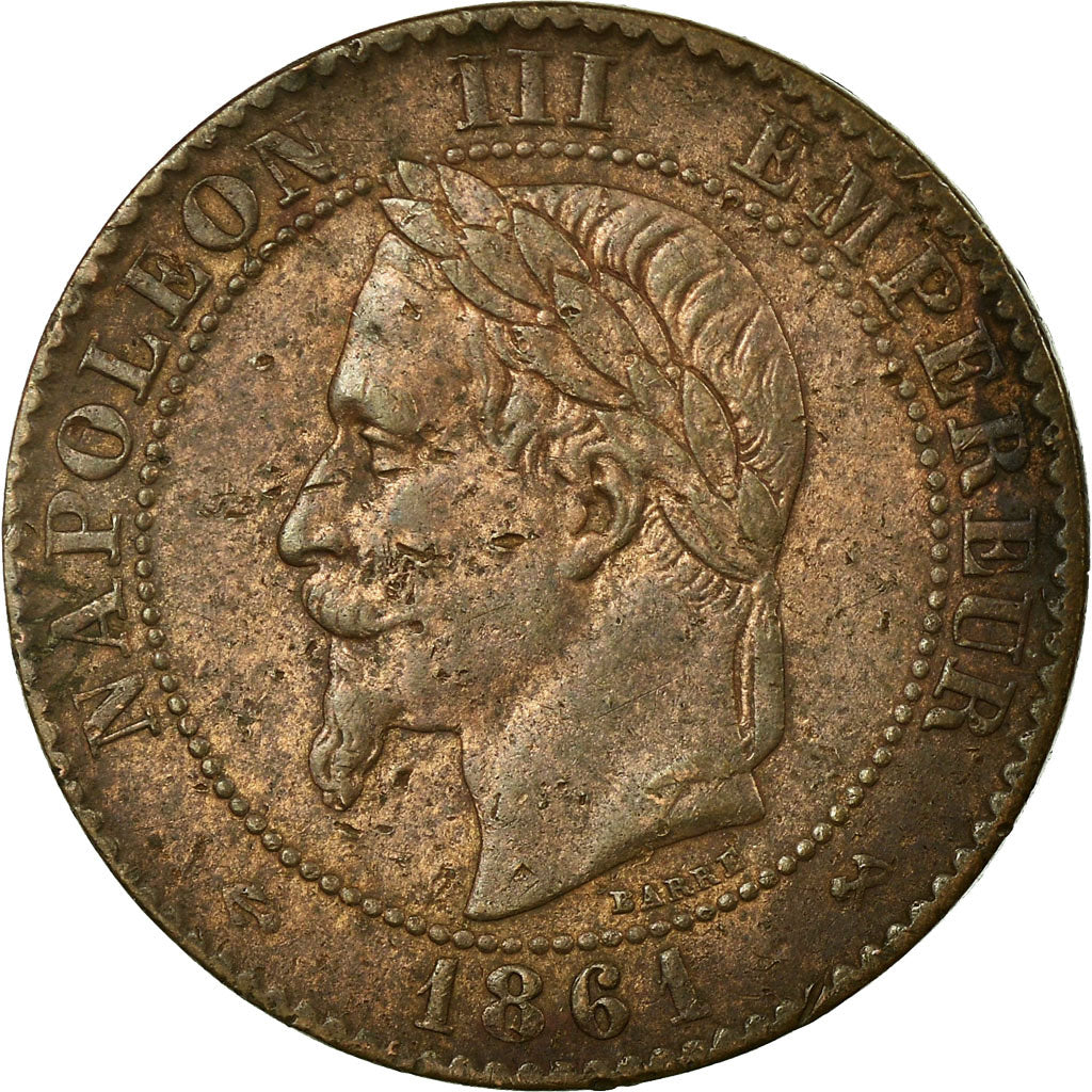 Moneta, Francia, Napoleon III, Napoléon III, 2 Centimes, 1861, Bordeaux, MB+