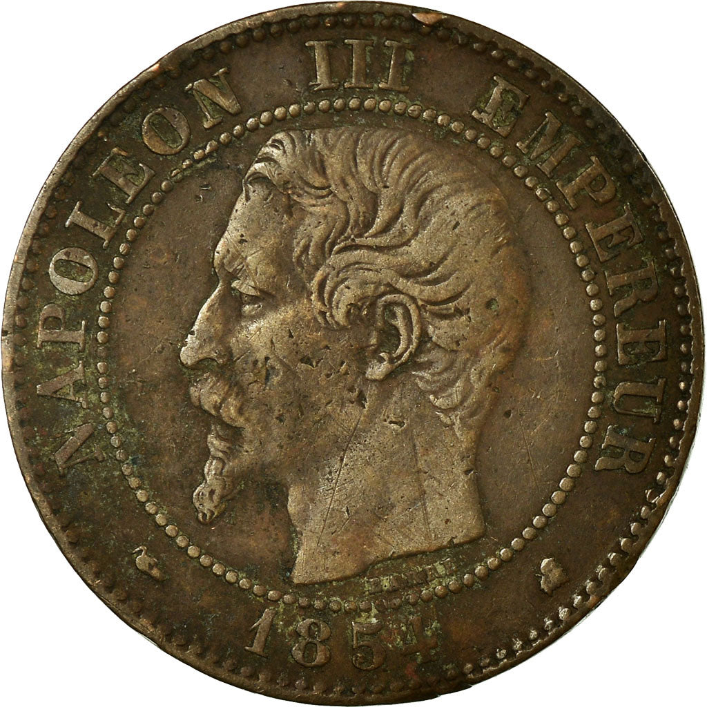 Moneda, Francia, Napoleon III, Napoléon III, 2 Centimes, 1854, Bordeaux, BC
