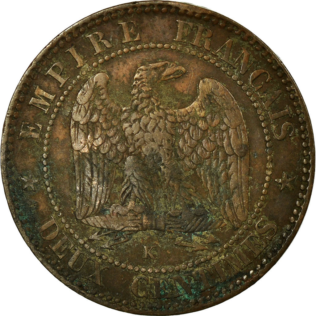 Moneda, Francia, Napoleon III, Napoléon III, 2 Centimes, 1854, Bordeaux, BC