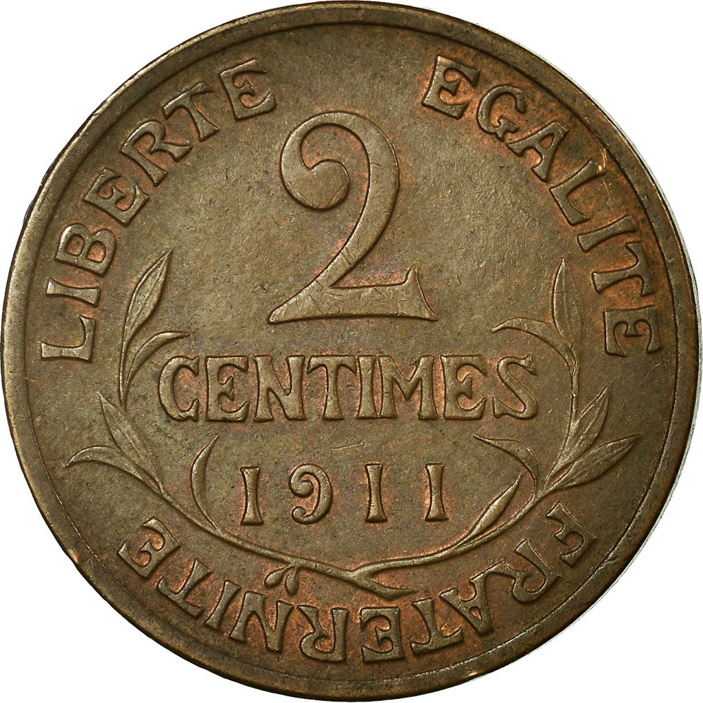 Moneta, Francia, Dupuis, 2 Centimes, 1911, Paris, MB+, Bronzo, KM:841