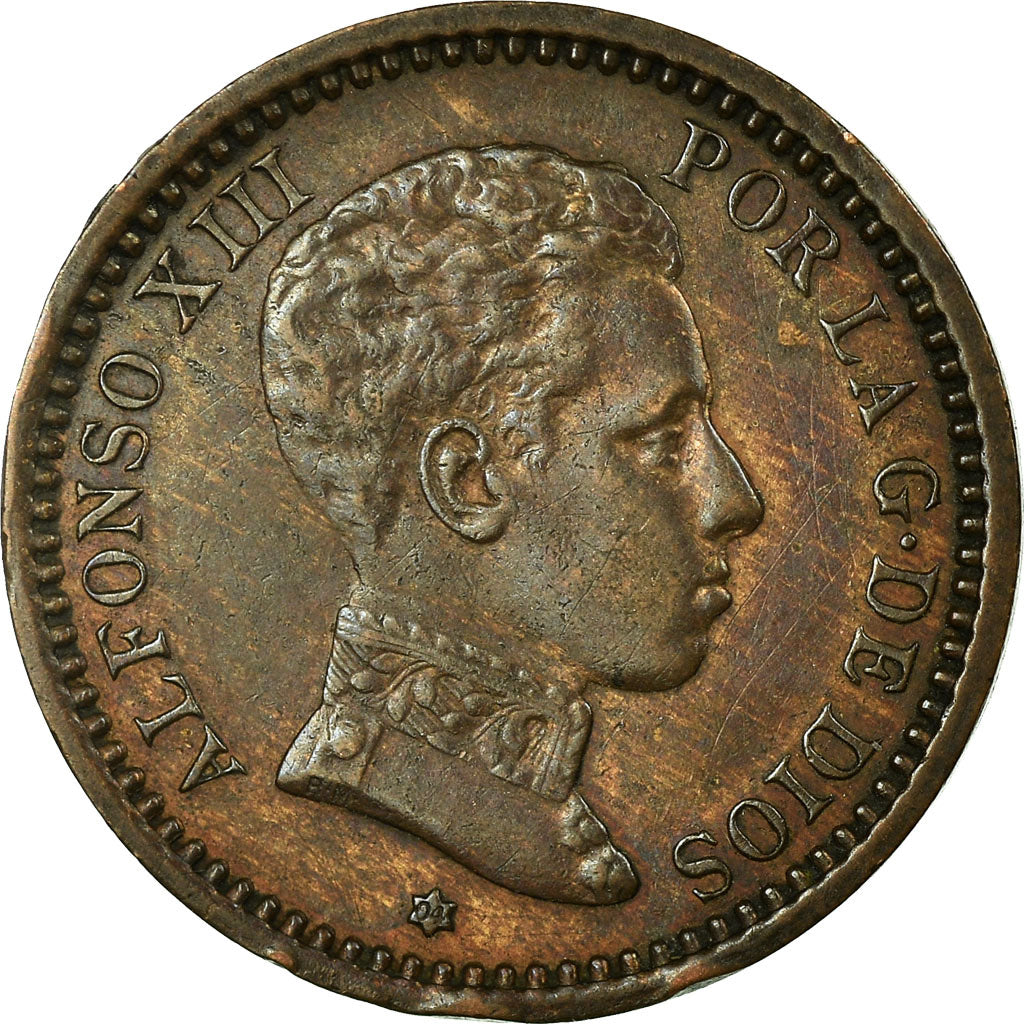 Coin, Spain, Alfonso XIII, 2 Centimos, 1904, Madrid, AU(55-58), Copper, KM:722