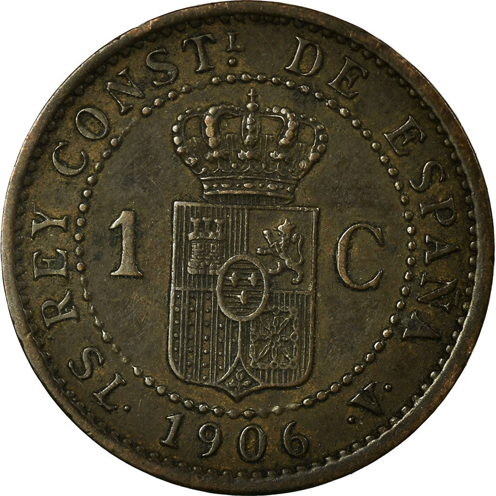 Coin, Spain, Alfonso XIII, Centimo, 1906, Madrid, EF(40-45), Bronze, KM:726