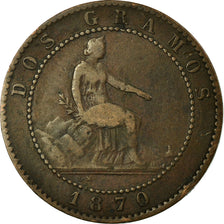 Moneda, España, Provisional Government, 2 Centimos, 1870, Madrid, BC, Cobre