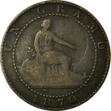Coin, Spain, Provisional Government, Centimo, 1870, Madrid, F(12-15), Copper