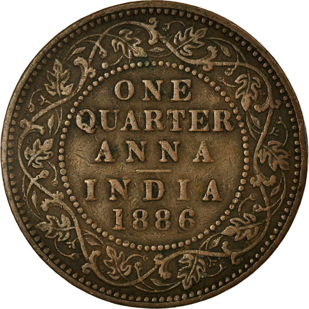 Monnaie, INDIA-BRITISH, Victoria, 1/4 Anna, 1886, TB+, Cuivre, KM:486