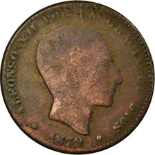 Moneta, Spagna, Alfonso XII, 10 Centimos, 1879, Madrid, MB, Bronzo, KM:675