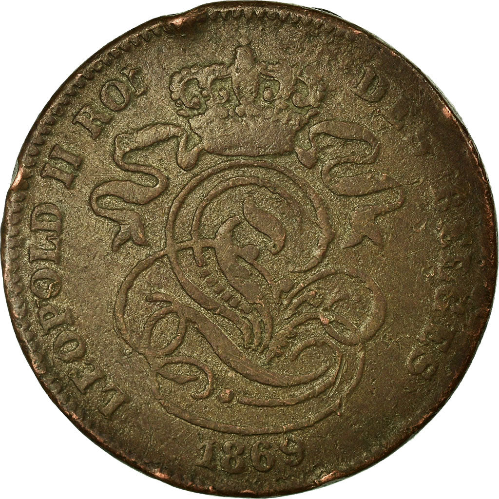 Coin, Belgium, Leopold II, 2 Centimes, 1869, VF(20-25), Copper, KM:35.1