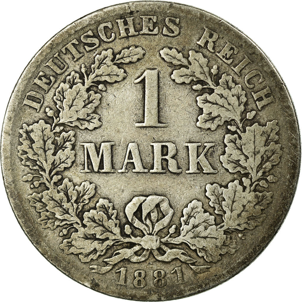 Coin, GERMANY - EMPIRE, Wilhelm I, Mark, 1881, Stuttgart, VF(20-25), Silver