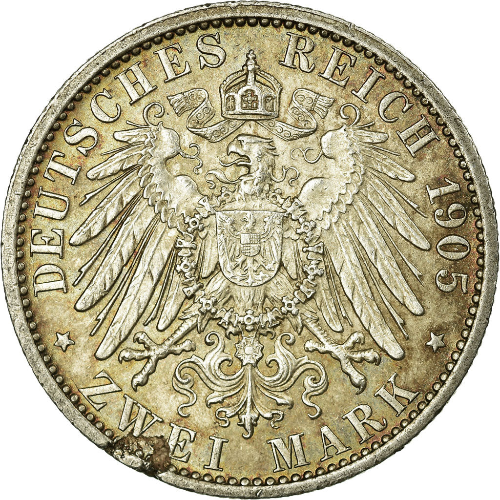 Coin, German States, PRUSSIA, Wilhelm II, 2 Mark, 1905, Berlin, VF(30-35)