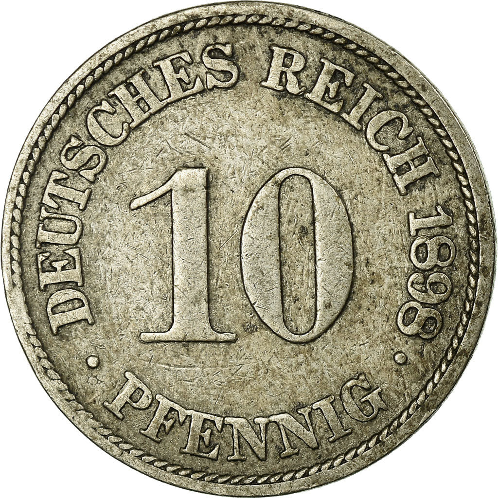 Moeda, ALEMANHA - IMPÉRIO, Wilhelm II, 10 Pfennig, 1898, Stuttgart, VF(30-35)