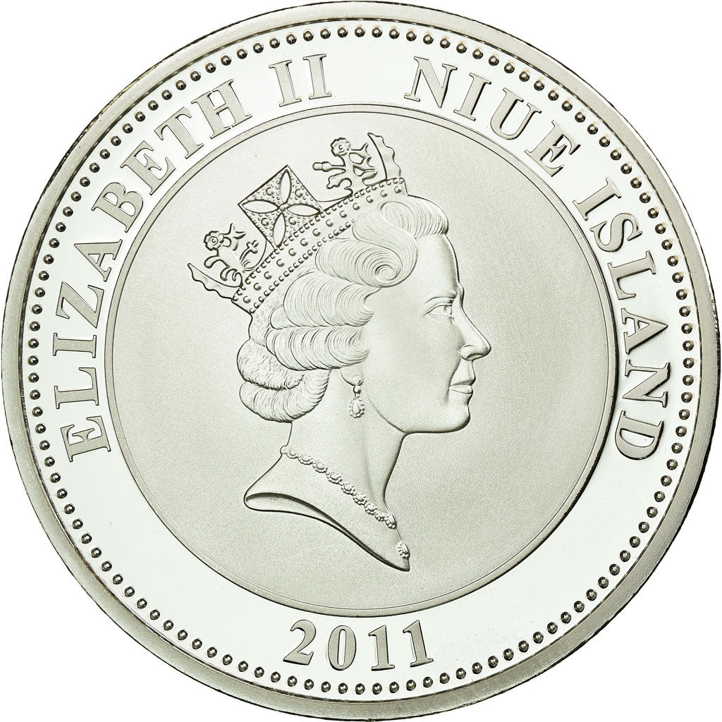 Coin, Niue, Elizabeth II, Dollar, 2011, New Zealand, MS(65-70), Silver plated