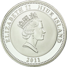 Coin, Niue, Elizabeth II, Dollar, 2011, New Zealand, MS(65-70), Silver plated