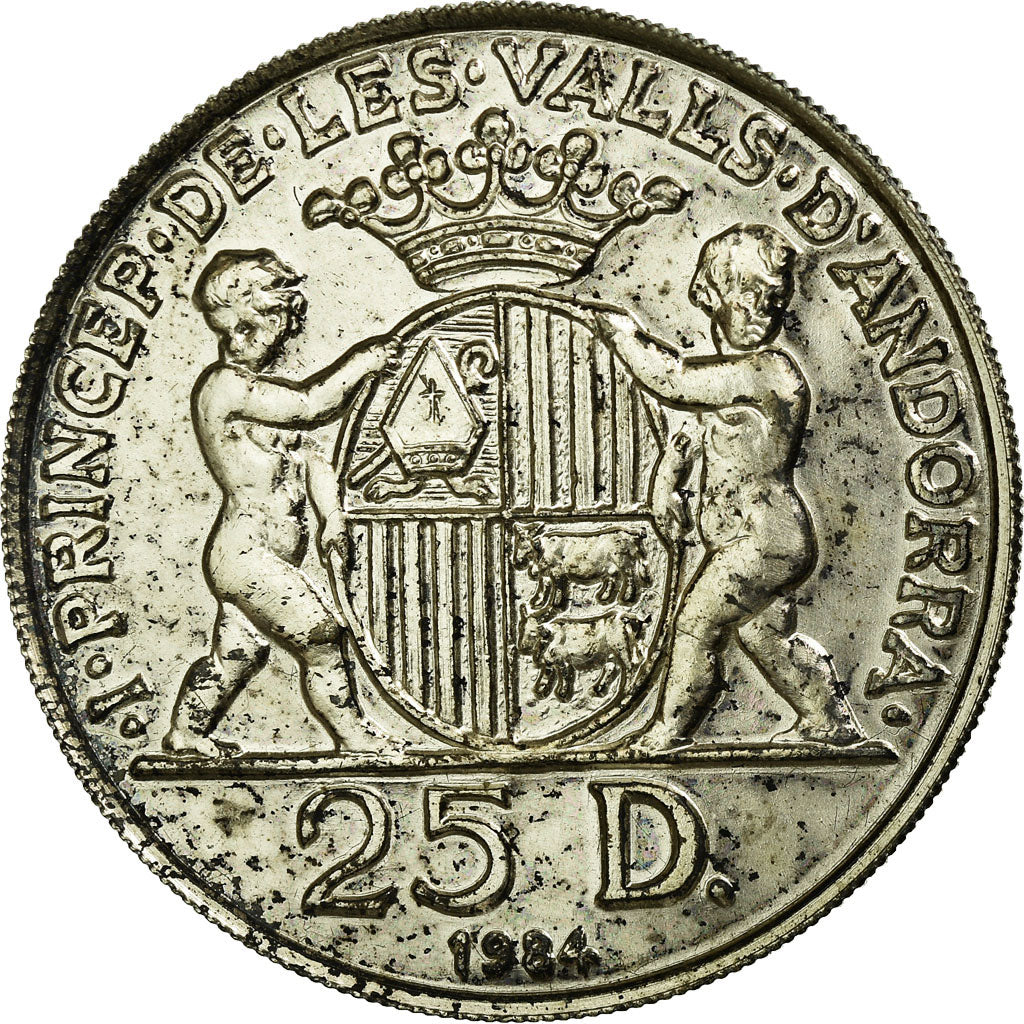 Coin, Andorra, 25 Diners, 1984, VF(30-35), Silver, KM:18