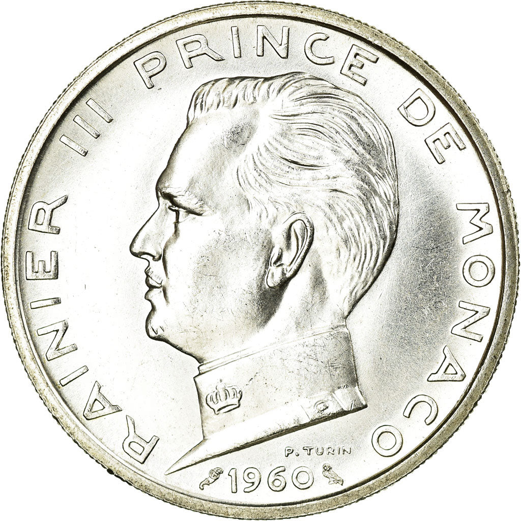 Coin, Monaco, Rainier III, 5 Francs, 1960, MS(65-70), Silver, KM:141