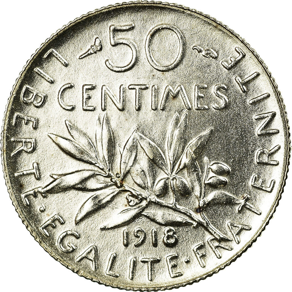 Coin, France, Semeuse, 50 Centimes, 1918, Paris, MS(63), Silver, KM:854