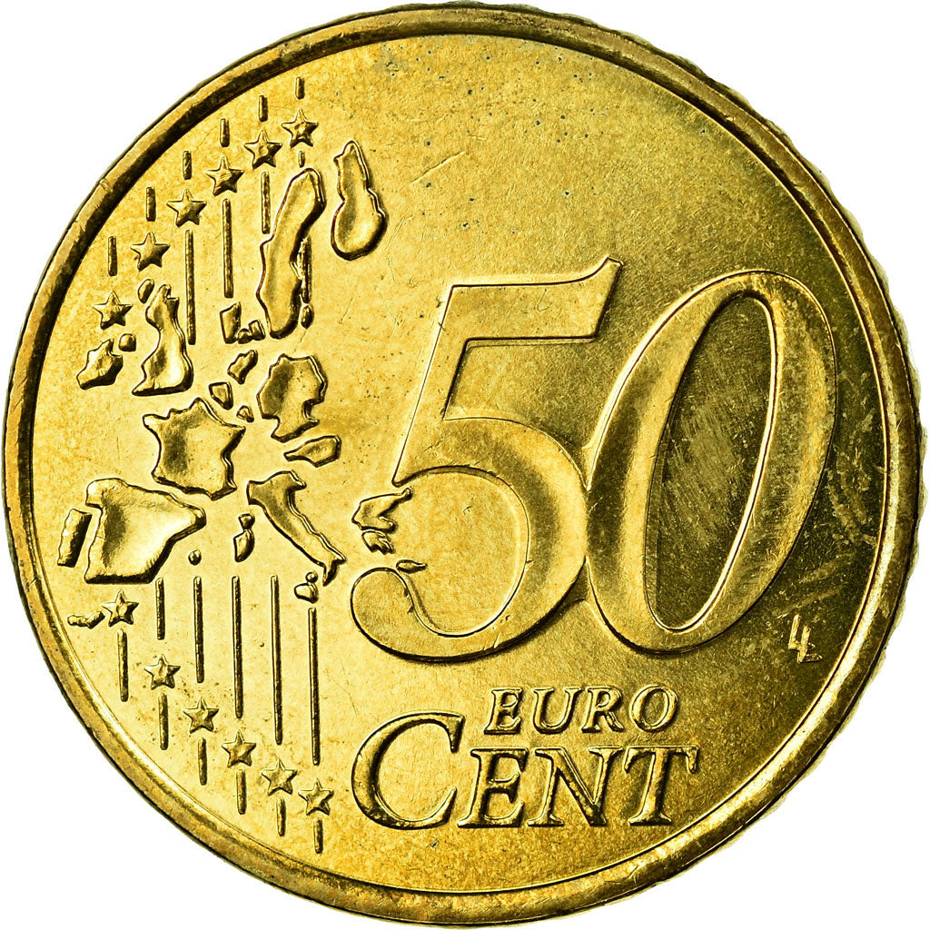 Mónaco, 50 Euro Cent, 2002, MS(63), Latão, KM:172