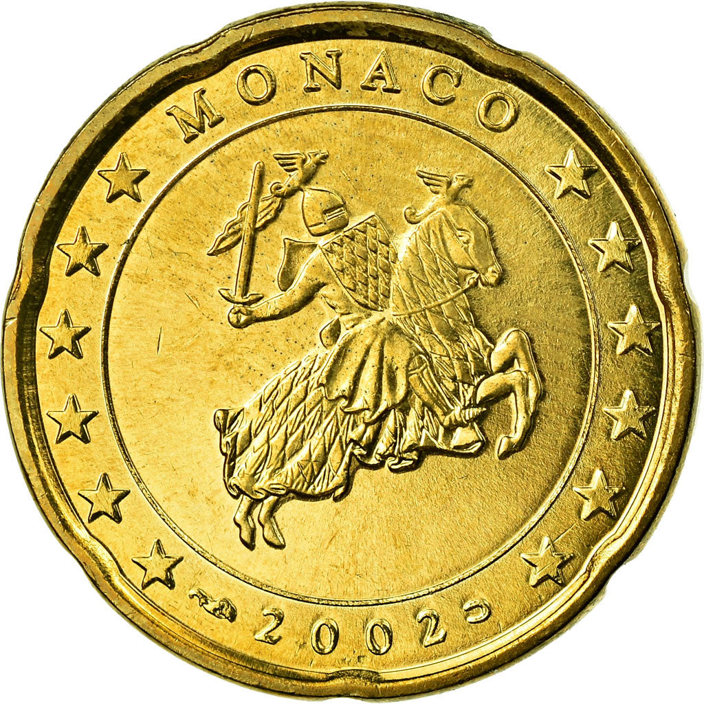 Monaco, 20 Euro Cent, 2002, MS(63), Brass, KM:171