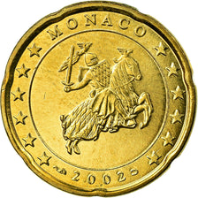Monaco, 20 Euro Cent, 2002, MS(63), Brass, KM:171